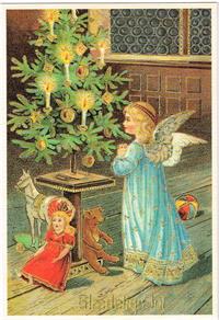 Kort - Engel ved juletræ